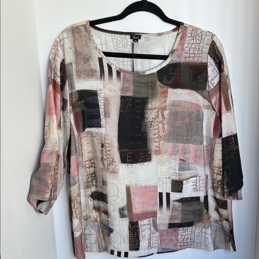 SHANA multicolored Abstract Women's Blouse NWT